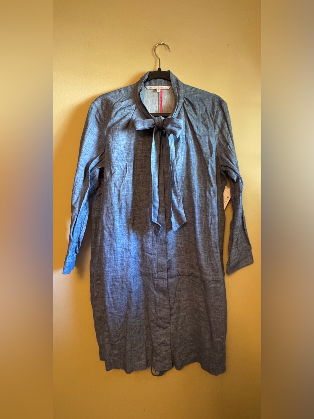 RACHEL Rachel Roy Chambray Denim Tie-Neck Romper